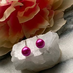 🎈Sale 🎈2 for $10 NWOT bright pink medium ball post earrings color boost 🌈🌈